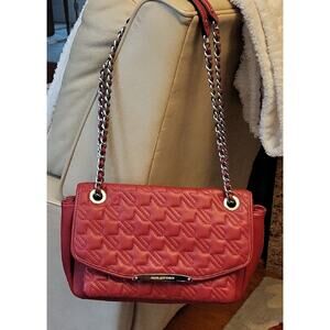 Dana Buchman Red Quilted Shoulder Bag with Chain Strap
